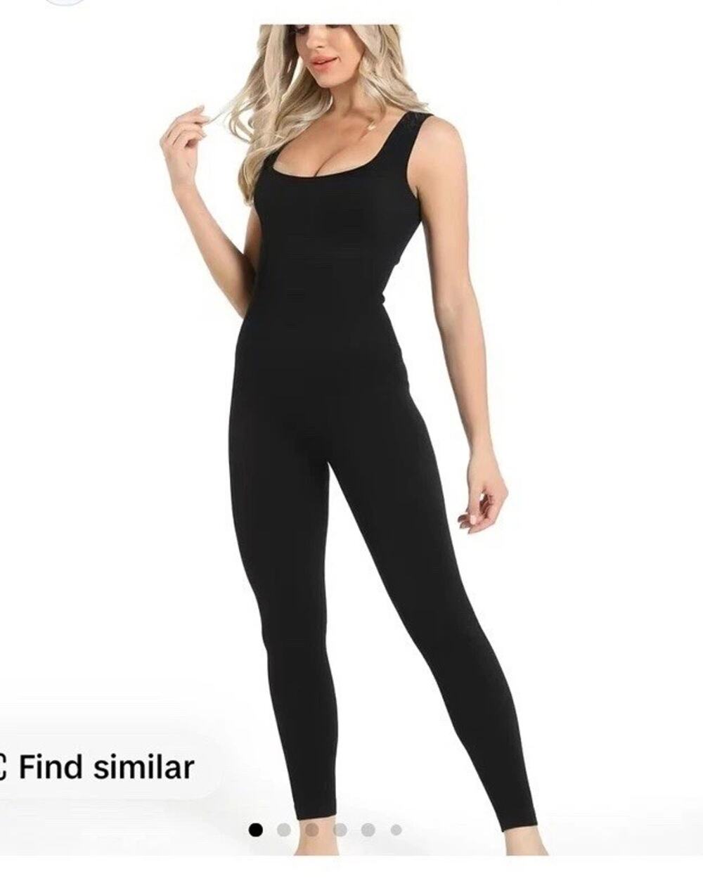 Soo slick Black Ribbed Compression Jumpsuit Bodysuit Catsuit XL